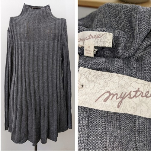 Mystree charcoal grey rib knit mock neck sweater M new | eBay