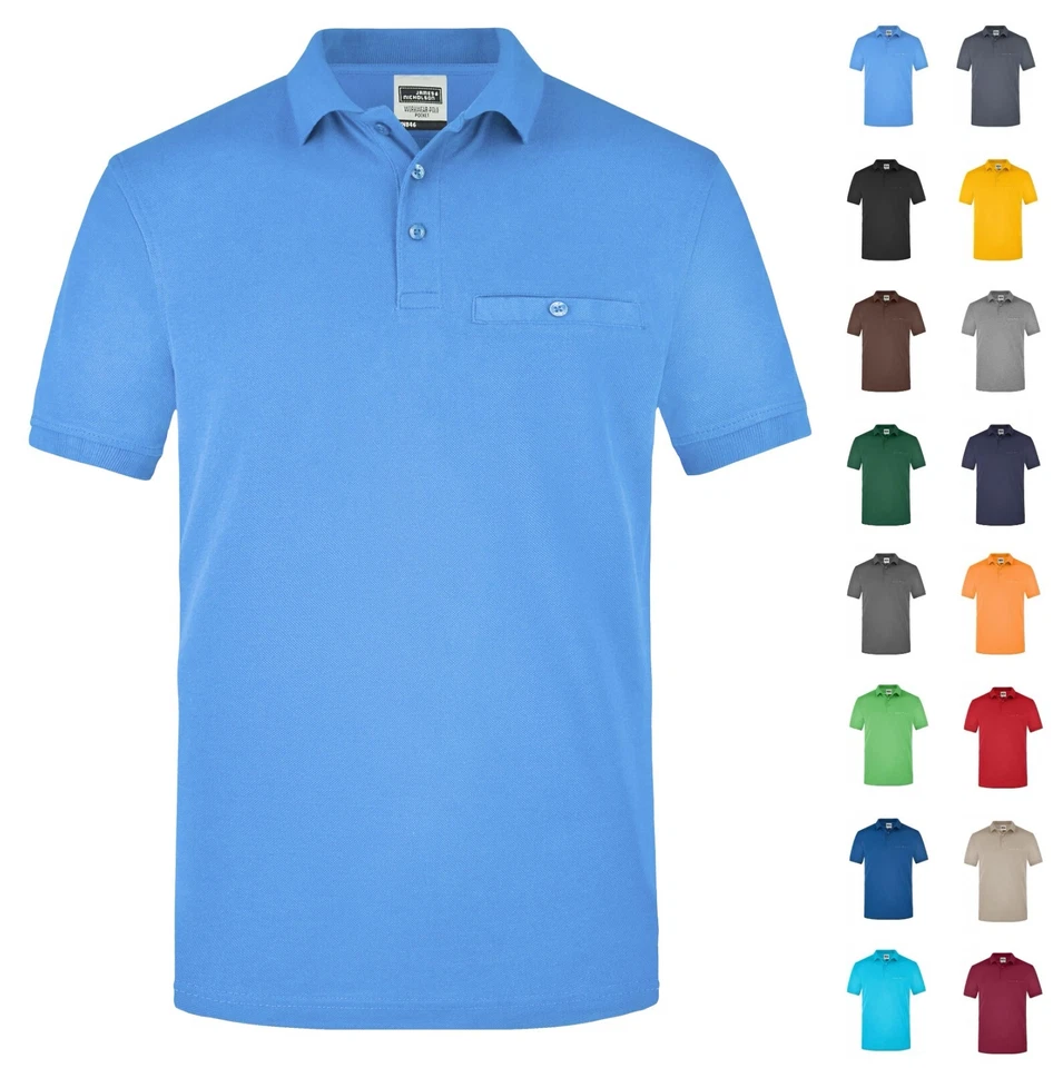 JAMES & NICHOLSON BY DAIBER GERMANY James & Nicholson Herren Poloshirt, Strapazierfähiges Polohemd mit Brusttasche
