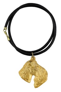 Authentic Kerry Blue Terrier, Irish Blue Terrier - Dog Collar, Gold-Plated Pendant For
