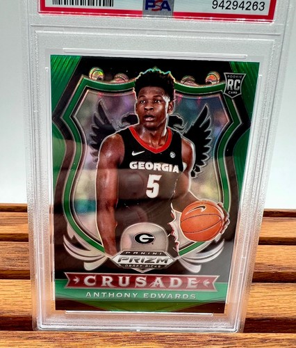 2020 Panini Prizm DP Anthony Edwards #81 Green Prizm PSA 10 GEM - Foto 2 di 4