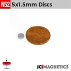 5mm x 1.5mm N52 Super Strong Rare Earth Neodymium Magnet Disc 5x1.5mm