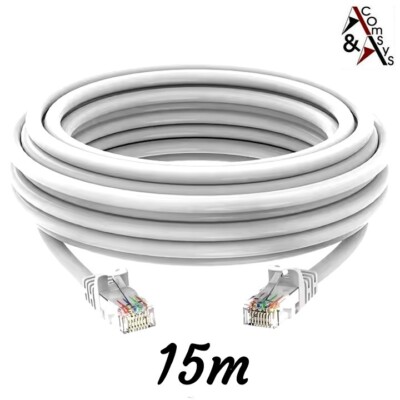 15m LAN Kabel CAT5e Gigabit Netzwerkkabel Patchkabel grau Netzwerk DSL
