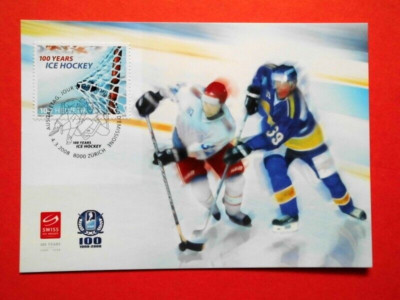 Ak. Ansichtskarten Maximumkarten Schweiz 100 Jahre Eishockey Mi. Nr. CH 2047 o
