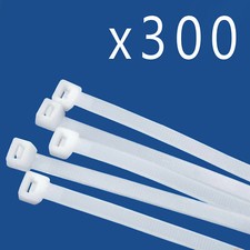300 Pack Lot Pcs Qty - 12" Inch Nylon Cable Zip Wire Tie 40 lbs - Natural White