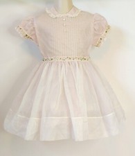 VTG GIRLS SHEER PINK EMBROIDERED PARTY DRESS