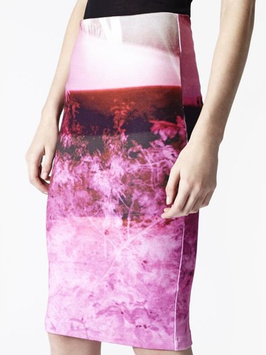 Gonna a matita donna 100 autentica stampa foschia rosa M C Q  - Foto 3 di 6