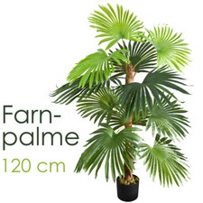 Kunstpflanze Palme Palmfarn Farnpalme Plastik Künstliche Pflanze 120 cm Decovego