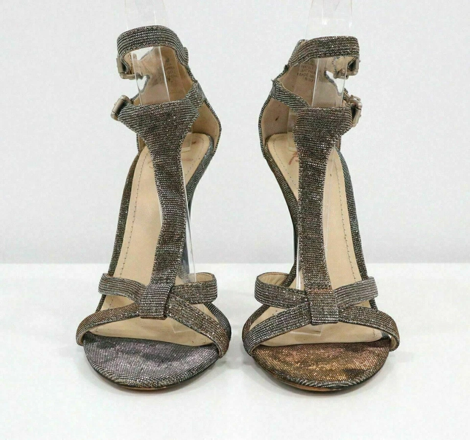 Sandalias Brian Atwood para mujer correa en T tacón alto 7,5/38 Laetitia brillo metálico Foto 4 de 4