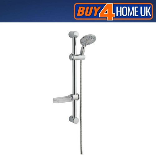Round Shower Kit Chrome Bar Riser Rail Shower Hose & Soap Dish eBay