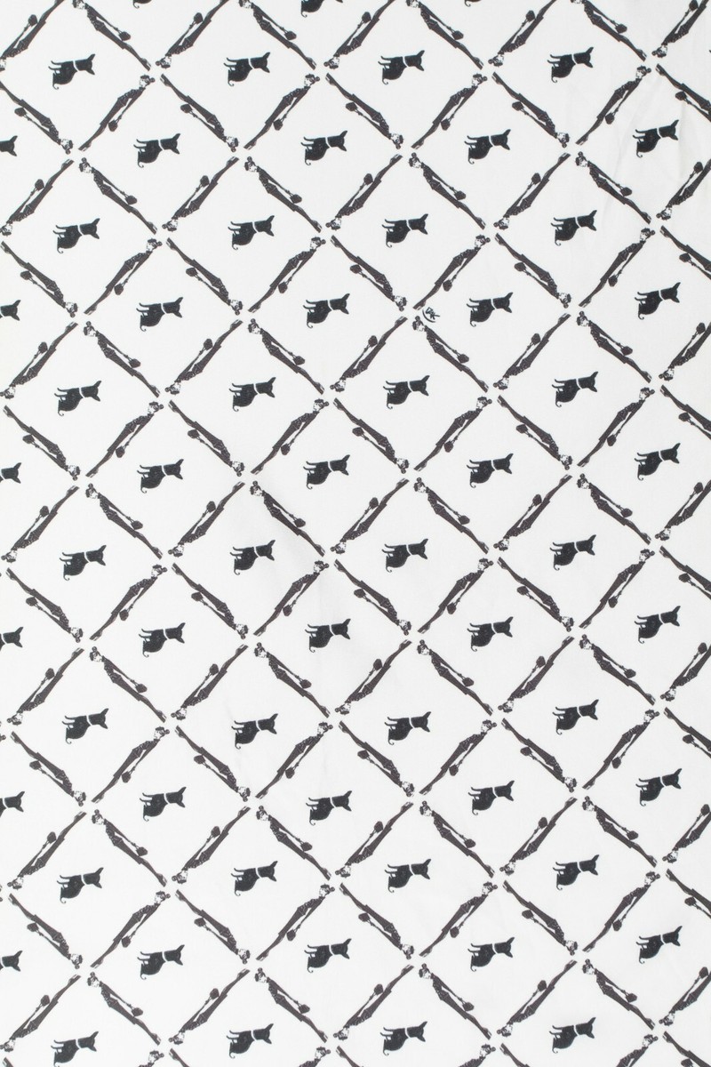 Foulard En Soie D'Izak Vintage - Motif Chat Noir & Blanc - État Général Bon - Occasion