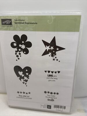 STAMPIN  UP! Sprinkled Expressions NEW Rubber Cling Stamp Set Retired