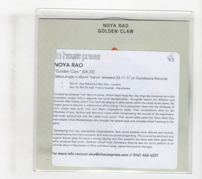(IG527) Noya Rao, Golden Claw - 2017 DJ CD