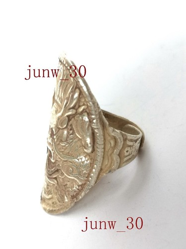 Colección Antigua China Tíbet Plata Hecho a Mano Dragón Anillo Amuleto Decoración Regalo - Imagen 3 de 8