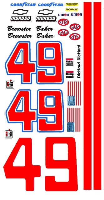 #49 Brewster Baker Chevy Short Track 1/18th Scale Waterslide Decals | eBay