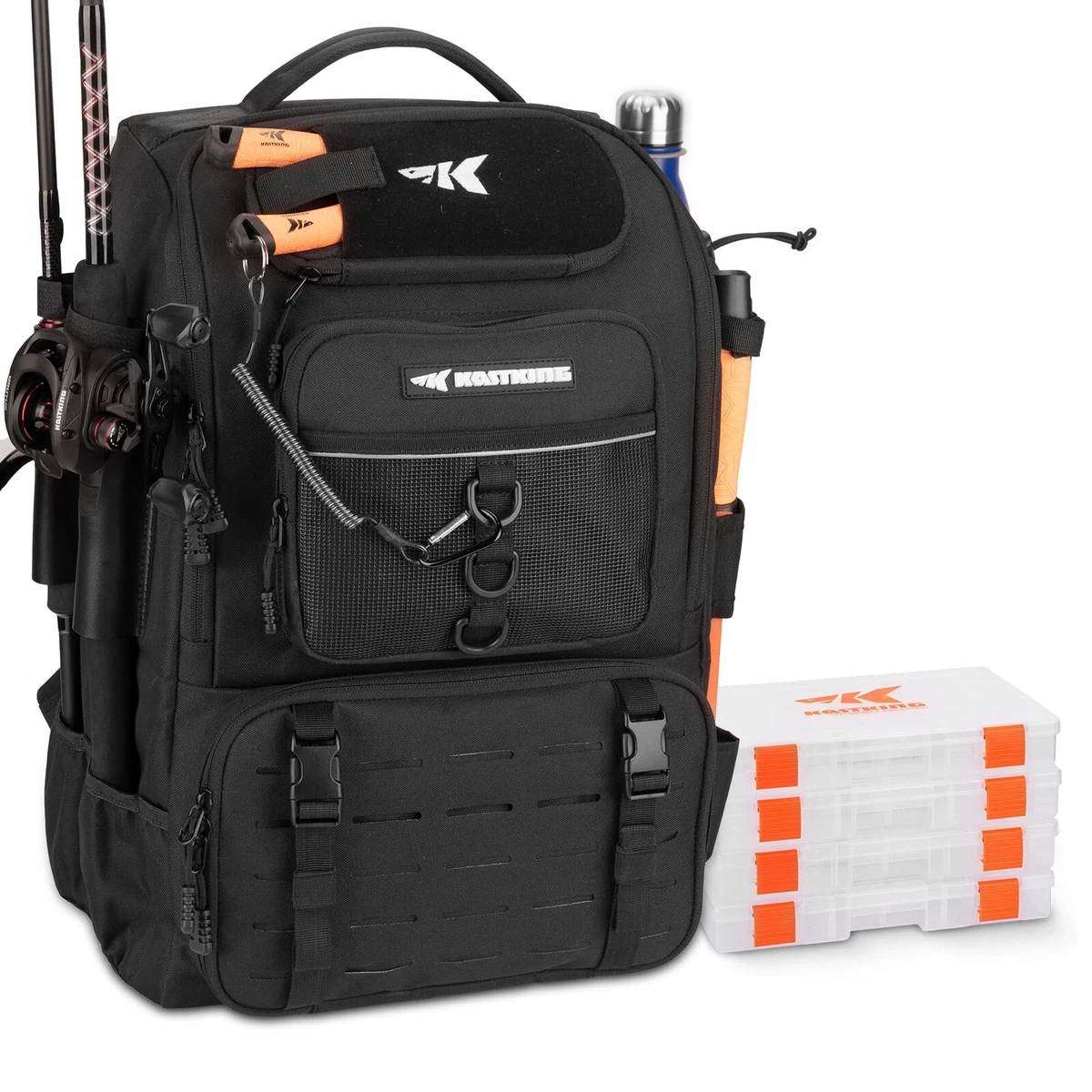 KastKing Karryall Fishing Tackle Backpack with Rod Holders 4 Tackle  Boxes,40L