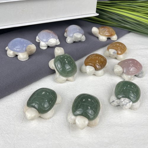 2" Natural Crystal Green Aventurine Blue Chalcedony Jasper Tortoise