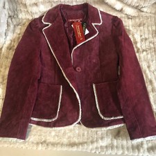 Jennyfer J Country Western Cowgirl Maroon Blazer J Leather Sz Womens Medium M