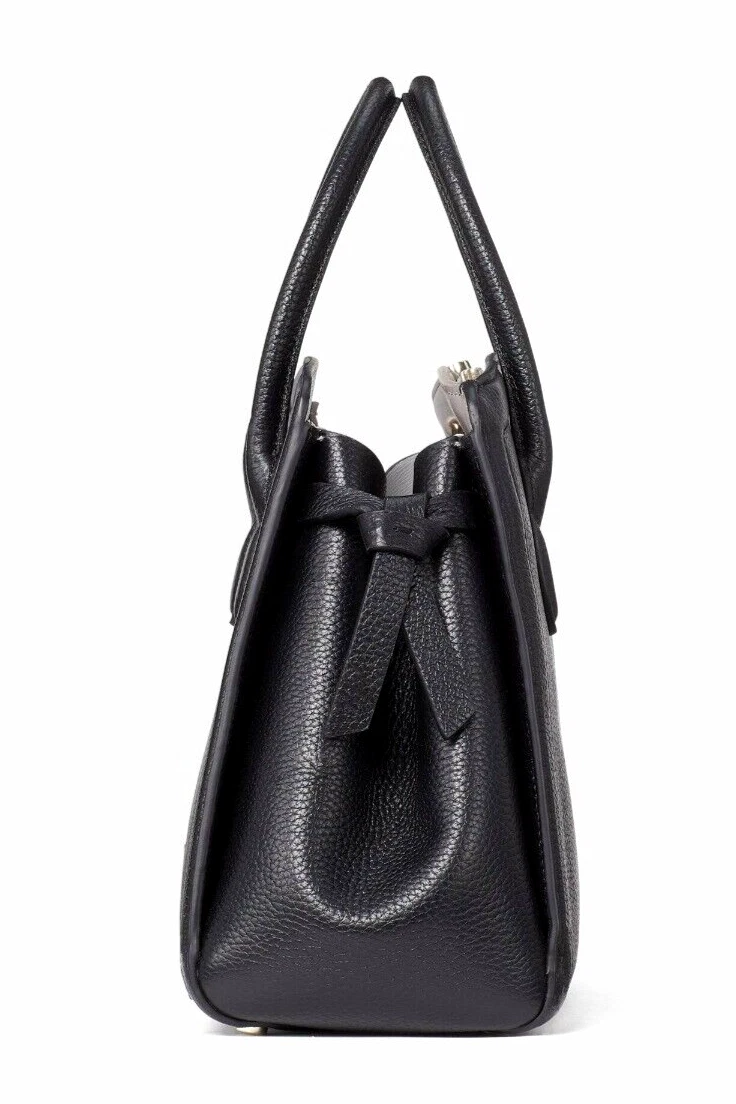 Nuova borsa media Kate Spade nodata pelle di ciottoli nera