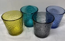 Vintage Libbey lowball Whiskey Crinkle Glass Rainbow Tumblers