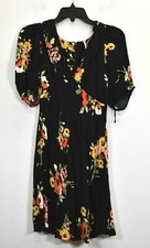 Free People Womens Floral Print Surplice Neck Back Zip Casual A Line Dress 4