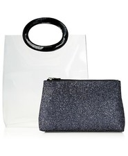 2PCs Macy's Makeup Cosmetic Bag Black  Clear GWP NEW