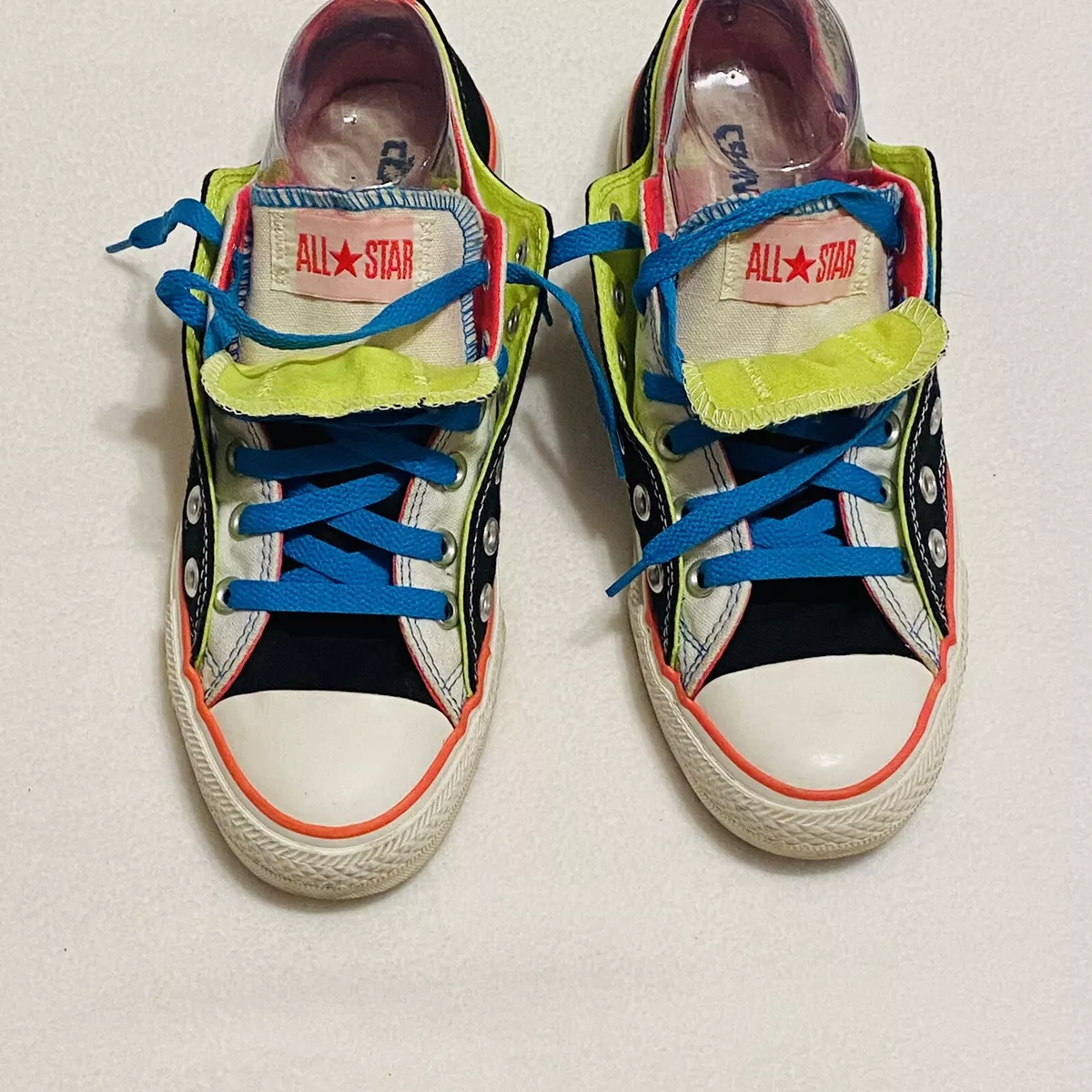 CONVERSE ALL STAR 115520F Neon Colors Low Top Shoes Men 7 Women 9 Double Tongue