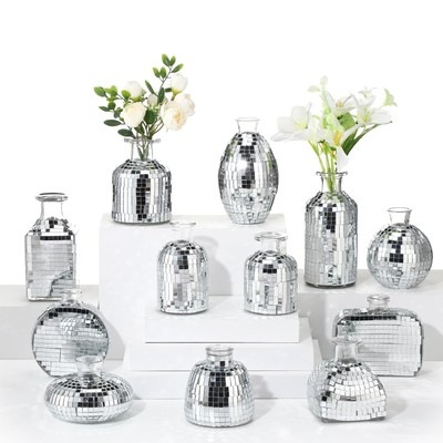 12 Pcs Mini Disco Ball Vase Bulk Glass Disco Ball Flower Vase Disco Ball Deco...