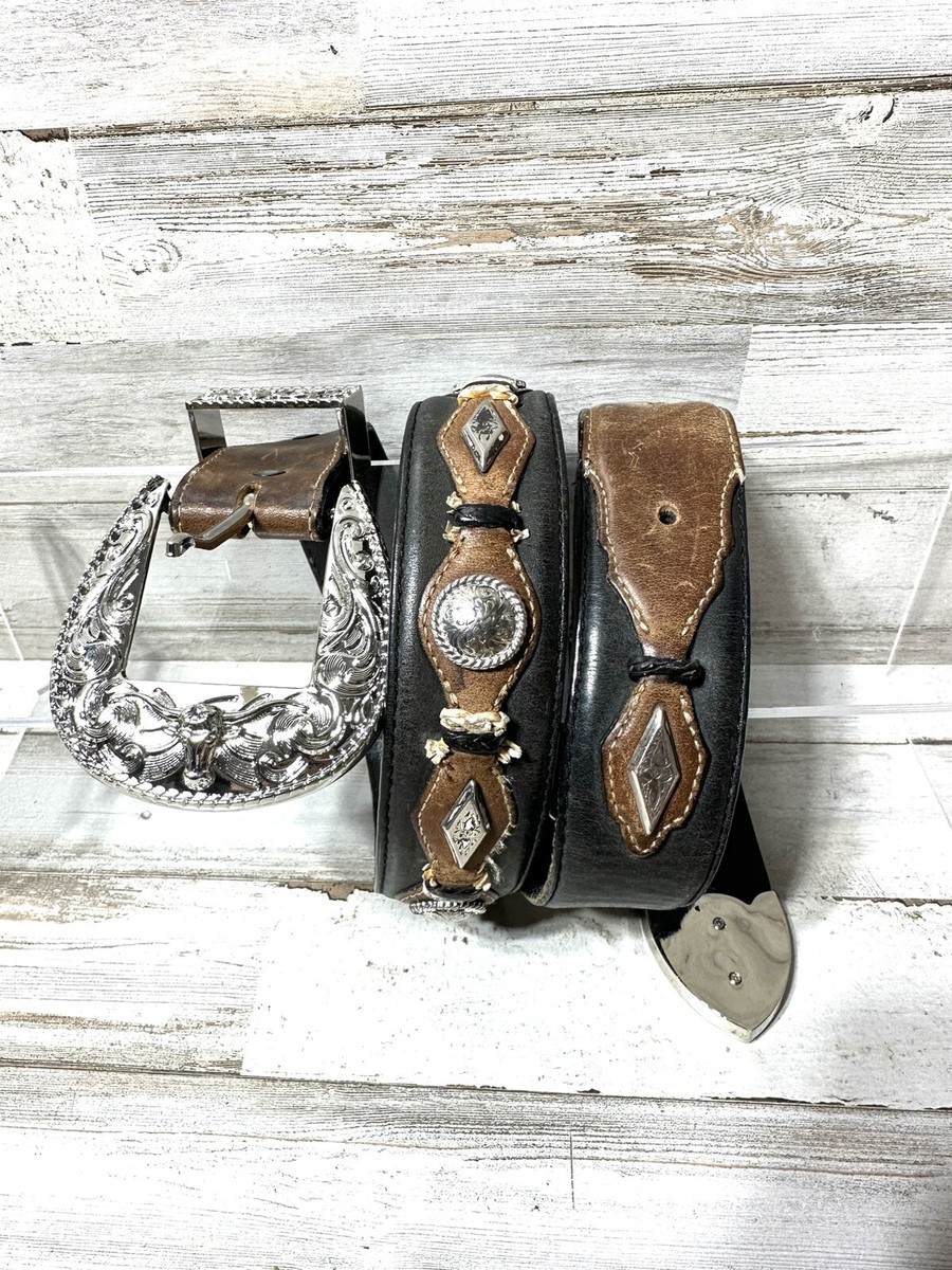 Justin black leather concho belt 755BK size 30 Justin black leather concho - Gem main image 2