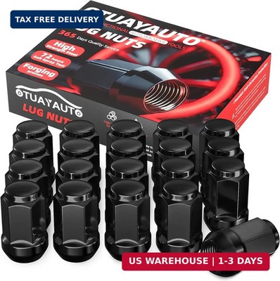 OTUAYAUTO M12x1.5 Lug Nuts - 20PCS Black 12mmx1.5 Closed End Bulge Acorn Lug Nut