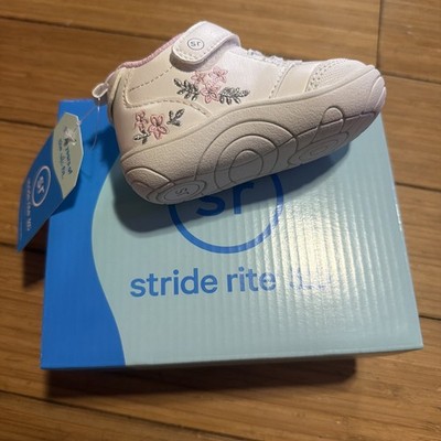 STRIDERITE 360 Fits Wide Feet Too Taye Pink/White Toddler Girl Shoes US SIZE 3M