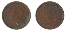 Portuguese India 1/8 Tanga, 1881-1886, KM #307, F-Fine King Luis I, Crown