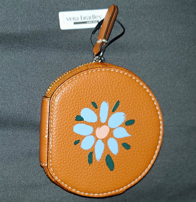 Vera Bradley Essential Round Zip Coin Wallet Brown Roasted Pecan Floral