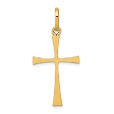 14k Yellow Gold Polished Cross Pendant Perfect Gift for Her