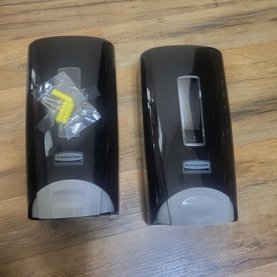 Rubbermaid Commercial Manual Soap Sanitizer Dispenser Lot 2 Black Wall Mount