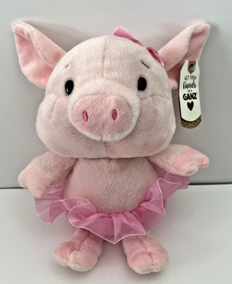 GANZ 11'' Portia the Pig Pink Ballerina Plush Toy Farm Stuffed Animal Gift w/ Tag