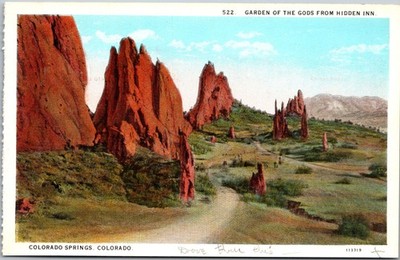Garden of the Gods Postcard Colorado Springs CO 522 From Hidden Inn B83