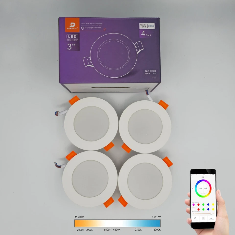 Set 4 Faretti LED da Incasso Smart, RGB, 7W, 660 Lumen - Immagine 2 di 4