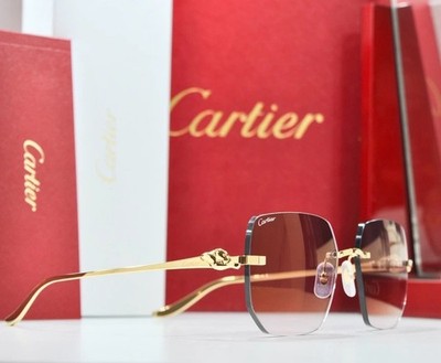 New Cartier rimless sunglasses glasses decor Panthere gold Frame CT0549S sculpt