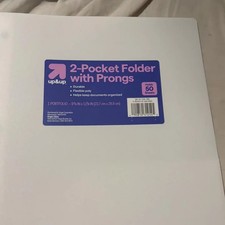 up up 2 Pocket Plastic Folder with Prongs White Polypropylene