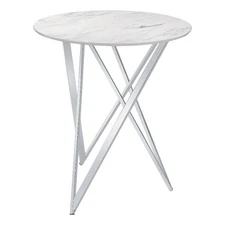 Bexter Round 35-inch Faux Marble Bistro Bar Table Chrome