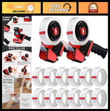 2 Pack Packing Tape Dispenser Gun with 12 Rolls 2" Heavy Duty Packing Tape for S