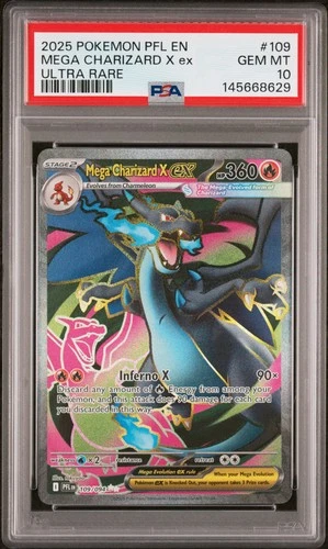 2025 POKEMON PFL EN-PHANTASMAL FLAMES ULTRA RARE #109 MEGA CHARIZARD X EX PSA 10