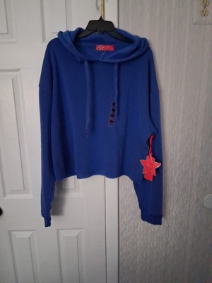 Roma Concept by Rosee Bubble Crop Hoodie Size 3X. Royal Blue. New Tags.