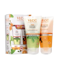 VLCC Tulsi Acne Clear + Orange Oil Cleanser 150ml x2 | Anti-Acne B1G1 Pack