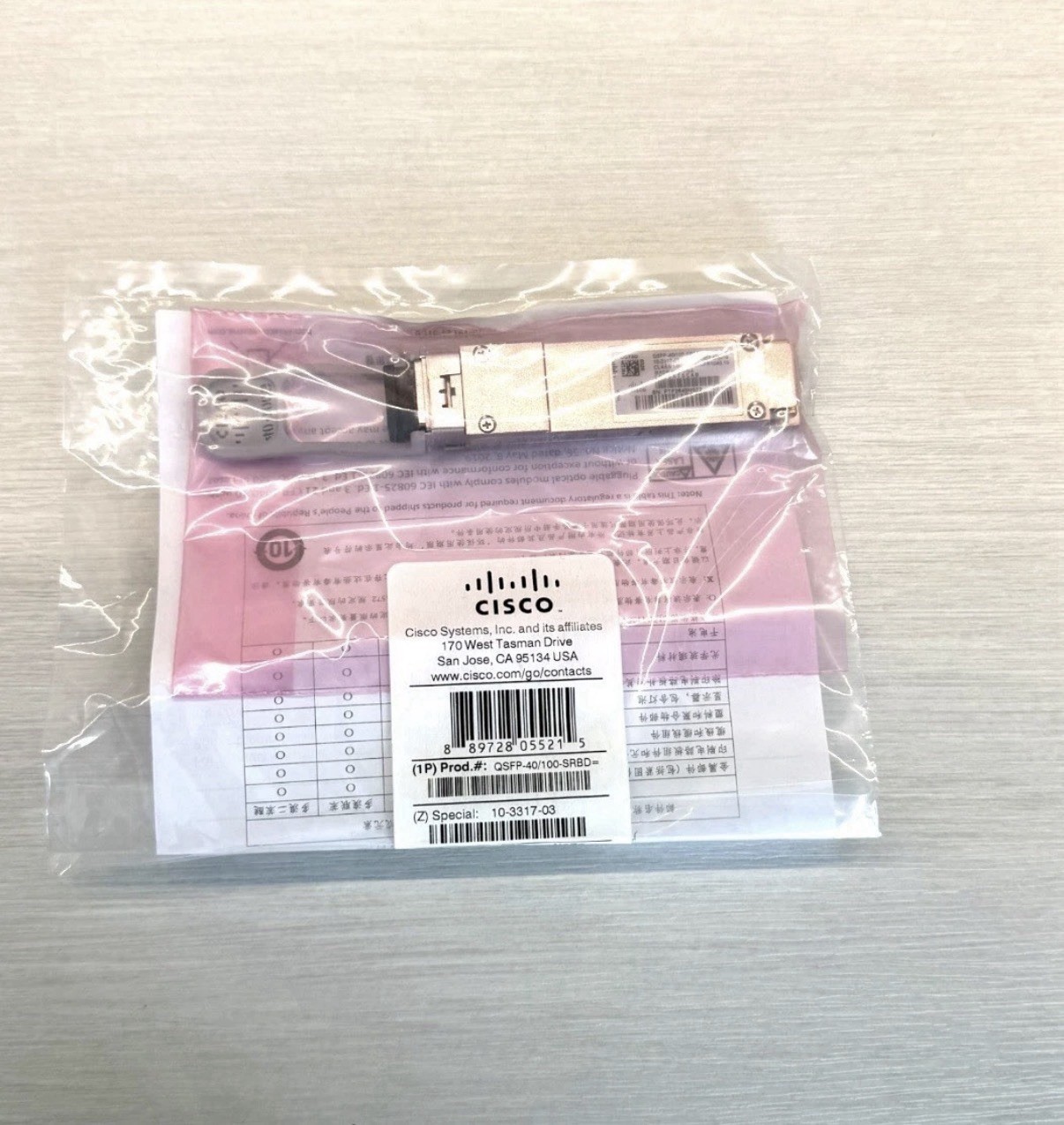 Cisco QSFP-40/100-SRBD 100GbE 40GbE LC Transceiver with Hologram QSFP SR-BiDi