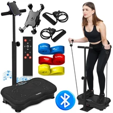 LX18 Vibration Plate Exercise Machine with Handles & Magnetic Acupoints, Powe...