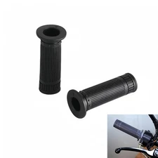 Motorcycle 7/8” 1" Black Retro Vintage Handlebar Rubber Hand Grips For General