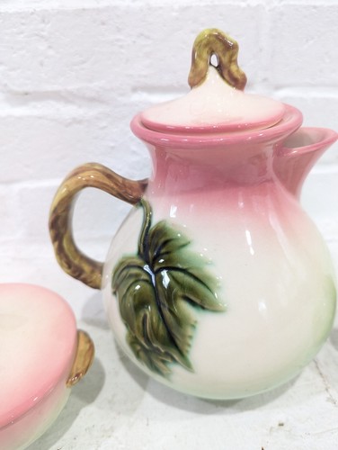 Juego de té Tokay By Hull toscana tetera azucarero crema jarra rosa y verde - Imagen 7 de 15