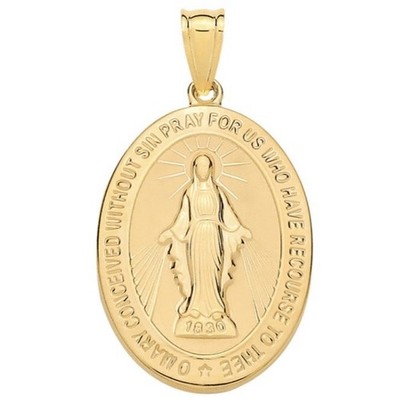 9ct Yellow Gold Virgin Mary Hollow Medallion 1.4g Hallmarked