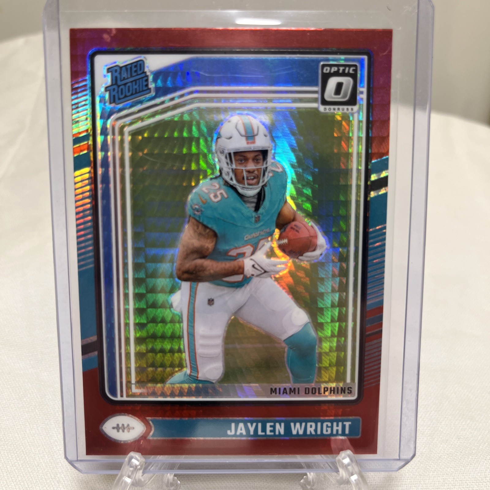 2024 Panini Donruss Optic - Rated Rookie Jaylen Wright #249 Red Hyper Prizm (RC)